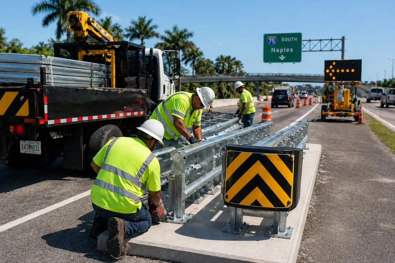 Crash cushion installation and coordination services in Florida